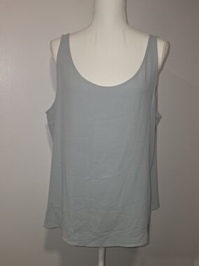 Eileen Fisher Slate Blue Scoop Neck 100% Silk Layering Tank Women's Size XL